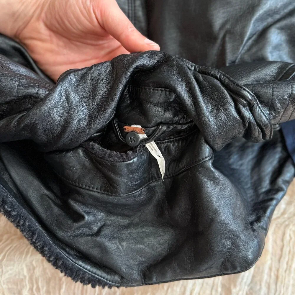 Free People Lined Moto Leather Jacket with Detachable Sherpa Collar - Picture 7 of 10